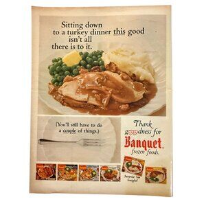 Vintage 1966 Banquet Frozen Foods TV Dinners Advertisement Print Ad